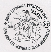 The sanctuary of Our Lady of Mentorella on an Italian cancel