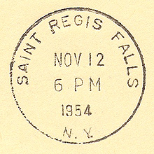 Postmark for Saint Regis Falls, NY