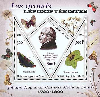 Johann Nepomuk Cosmas Michael Denis on Mali mini-sheet