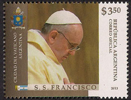 Pope Francis on Argentina stamp