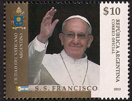 Pope Francis on Argentina stamp