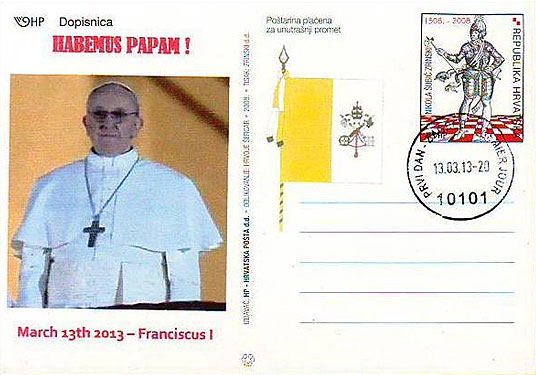 Croatia postal card honoring Pope Francis