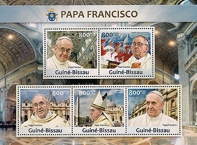 Pope Francis on sheet from Guinea Bissau