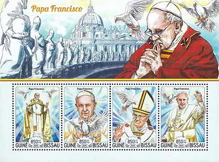 Pope Francis on a Guinea Bissau sheet