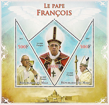 Pope Francis on a Mali sheet