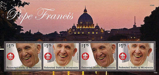 Pope Francis on Micronesia Scott 1058a + 1058b