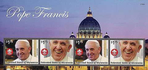 Pope Francis on Micronesia Scott 1059 + 1058b