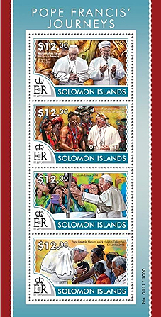 Pope Francis on Solomon Islands sheet, Scott 1852