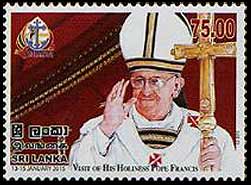 Pope Francis on a Sri Lankan stamp