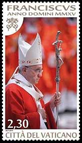 Pope Francis on a Vatican stamp