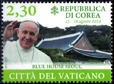 Pope Francis on a Vatican stamp