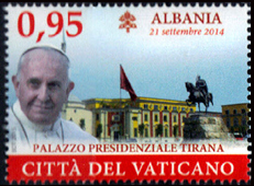 Pope Francis on a Vatican stamp