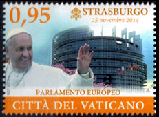 Pope Francis on a Vatican stamp