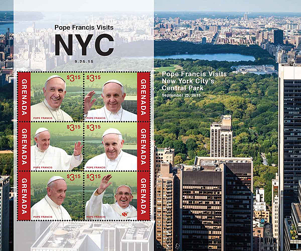 Pope Francis on a Grenada sheet, Scott 4078