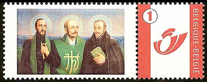 Saint Ignatius Loyola on a Belgian personalized label