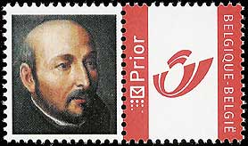 Saint Ignatius Loyola on a Belgian  personalized  label