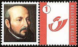 Saint Ignatius Loyola on a Belgian  personalized  label