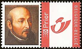 Saint Ignatius Loyola on a Belgian  personalized  label