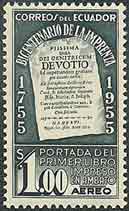 Book printed by Brother Johann Adam Schwarz, SJ on Ecuador Scott C302