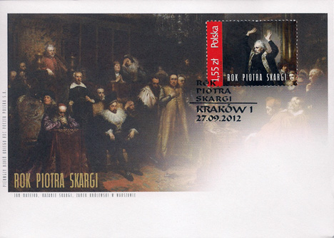 Father Piotr Skarga Paweski, SJ on Polish postal card